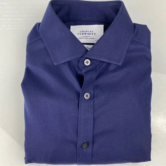 Charles Tyrwhitt | Shirts | Charles Tyrwhitt Non Iron Extra Slim Fit Size  6533 Navy Blue Dress Shirt | Poshmark